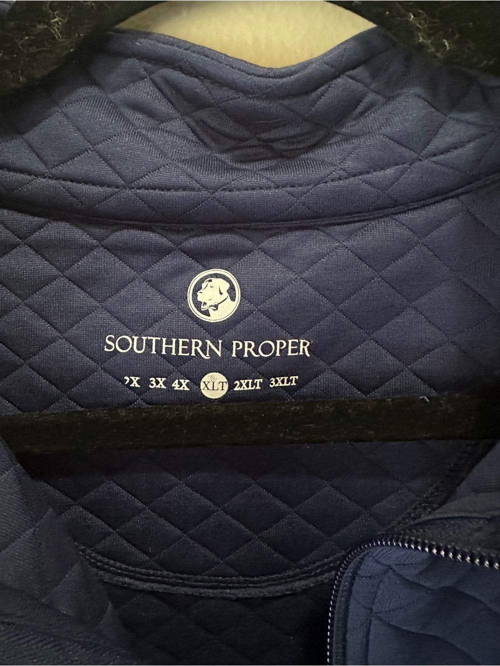 Southern Proper Men’s Navy and Teal Quilted Half-Zip Pullover - Picture 3 of 3